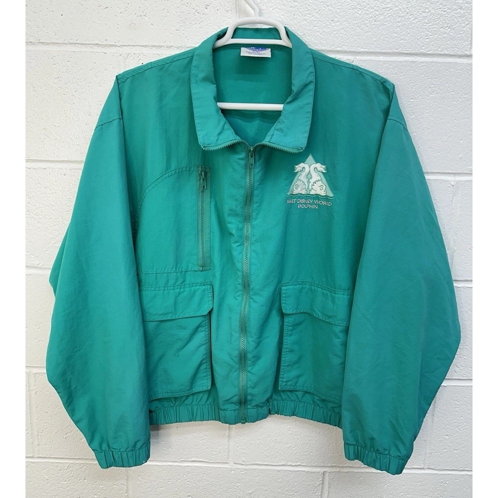 VTG Walt Disney World Dolphin Resort Full Zip Teal Windbreaker Jacket / Men's XL